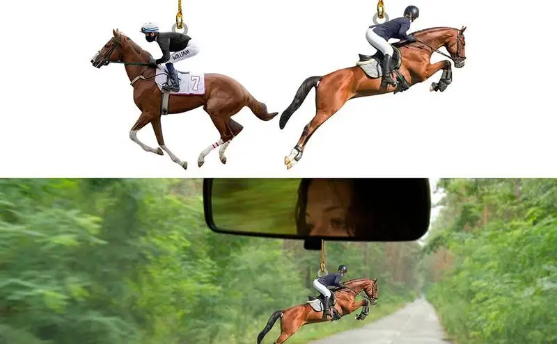 

2D Acrylic Horse Pendant Ornament For Christmas Tree Cute Car Rear View Mirror Charm Halloween Gift Interior Accessories