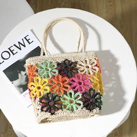 bohemian shoulder bag paper rope woven bags for women summer hollow flower straw bag handbags 2022 travel beach bags tote clutch