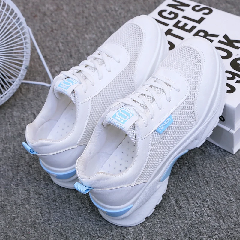 

Hollow Mesh Women's Shoes In Summer Breathable and Non-stuffy Feet Small White Shoes Casual Thick Soles Women's Running Shoes