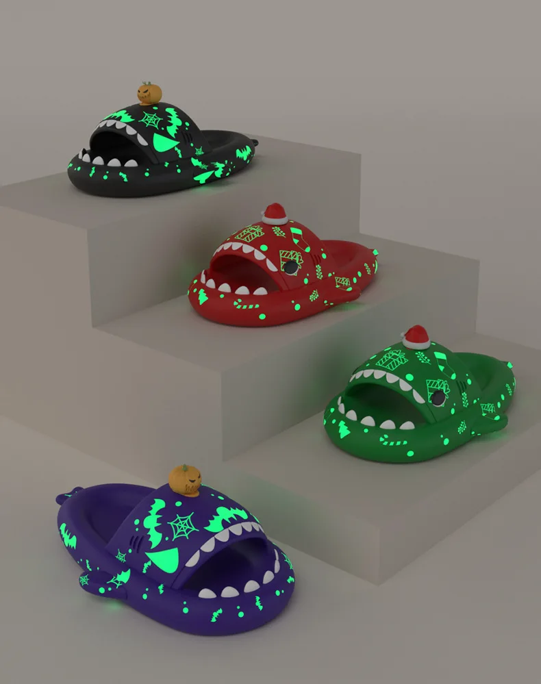 

Halloween Night Glow Funny Shark Slippers Couple Summer Anti slip External Wear Home Indoor Slippers