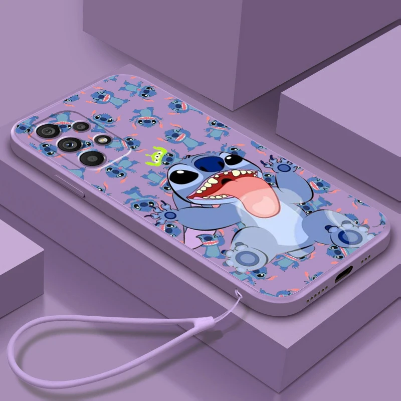 

Disney Stitch Cool Cartoon Liquid Rope Phone Case For Samsung A73 A72 A71 A52 A53 A54 A51 A42 A34 A32 A14 A21 A13 A04 A03