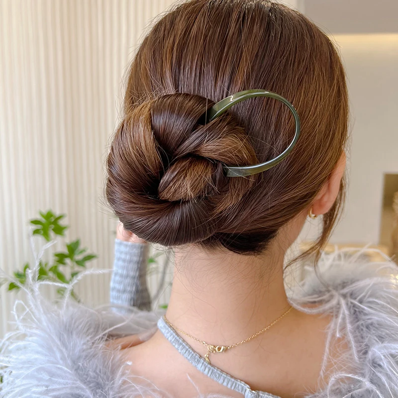 

Women U-Shaped Acetate Hair Fork Vintage Hair Stick Simple Design Hairpin Ancient Style Girls Ponytail Holder Hair Styling Tools