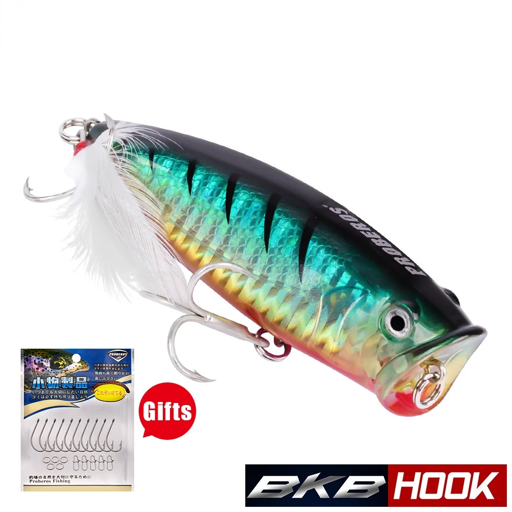 

1pcs Popper Fishing Lures 4# Hook 8.5cm 19.5g Floating Saltwater Bass Bait Crankbait Aritificial Wobblers Tackle