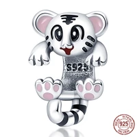 plata charms of ley silver color cute little tiger charms beads for original 925 pandora bracelet bangle making woman gift