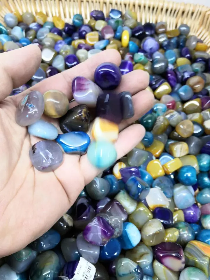 

Tumbled Crystals Mix Dyed Agates Colorful Gemstones Bulk Chips Healing Stones