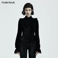 punk rave womens gothic gorgeous vintage ruffles shirt printed velvet party dinner long sleeve blouse slim shirt tops