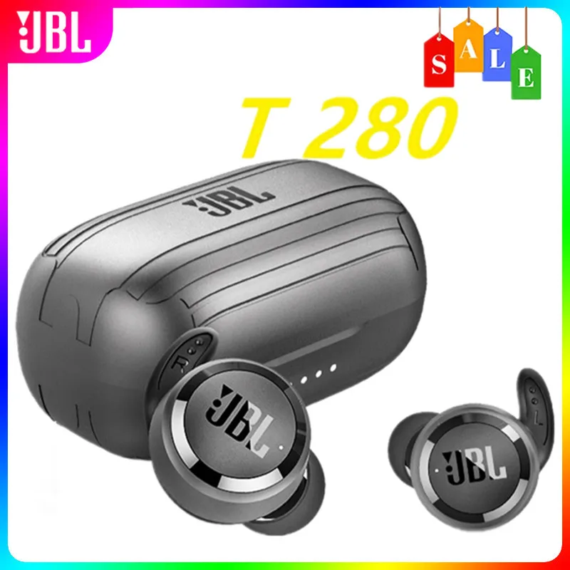 JBL Bluetooth Earphones JBL T280 TWS Wireless Headphones Sports Earbuds Deep Bass Headphones Waterproof Headset With Microphone