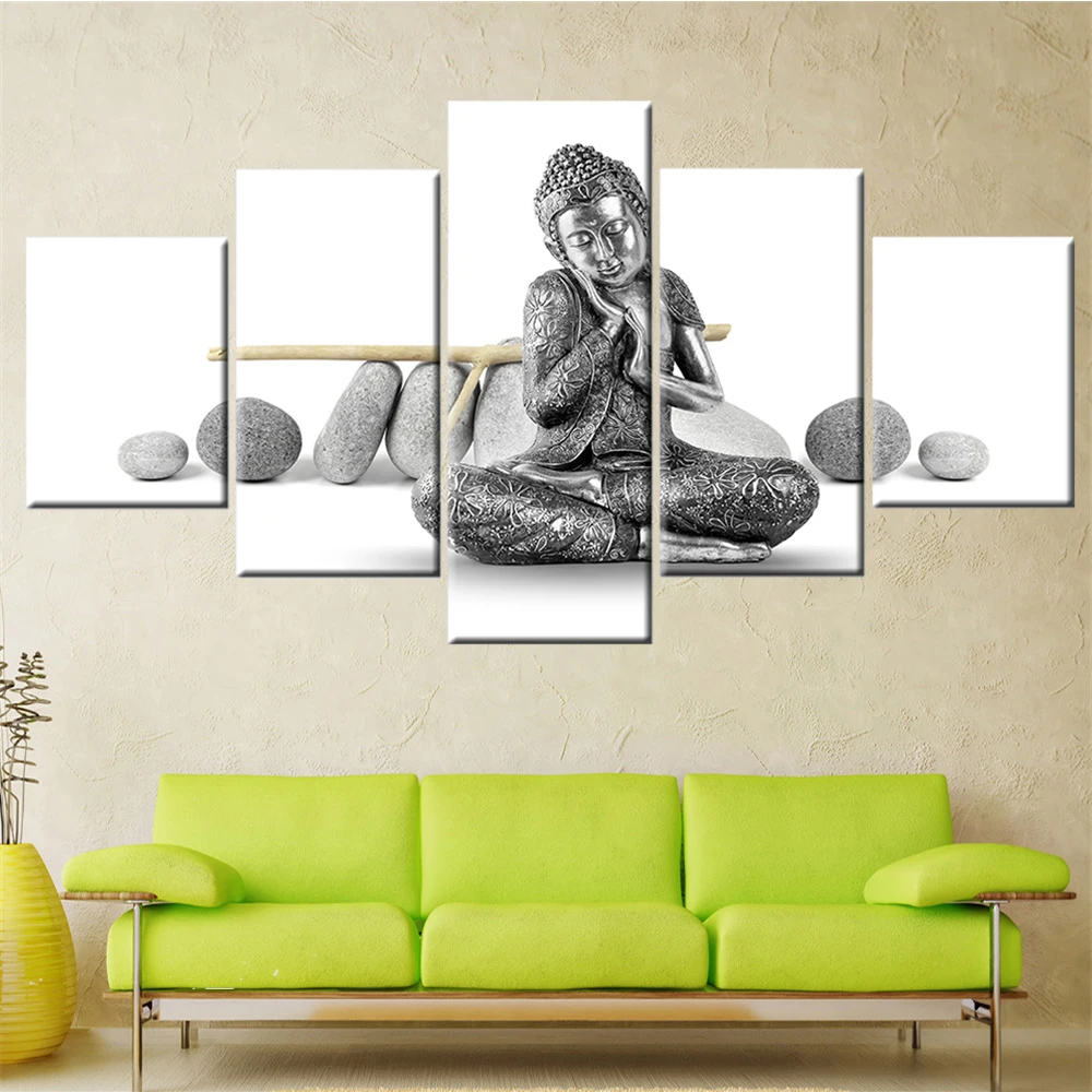 

Sitting Buddha Stones Paintings for Interior Wall Art Framed Modular Posters on the Wall Canvas Pictures for Living Room Decor