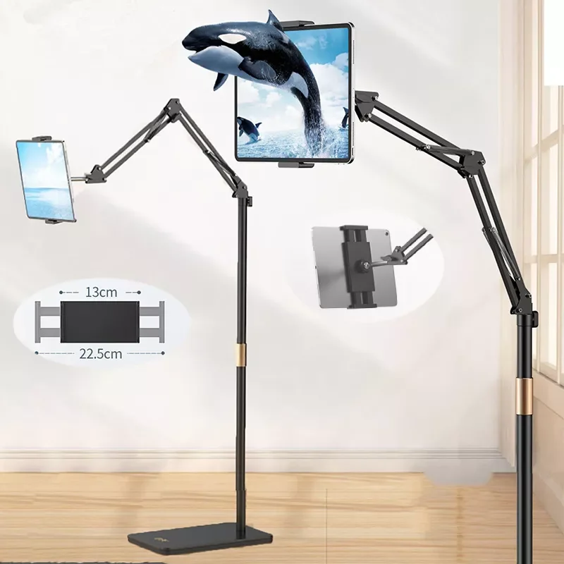 

NEW2023 180cm Bedside Cantilever Stand Telescopic Long Arm Tablet Phone Floor Stand Holder with Table Top Chuck for 5-13 Inch IP