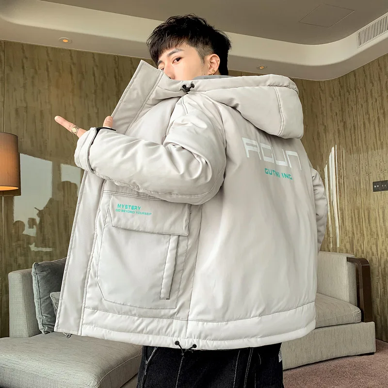 Cotton-Padded Coat Men's Autumn and Winter New Work Clothes Hooded Warm Cotton-Padded Jacket Fashion Brand Winter Clothing Coat