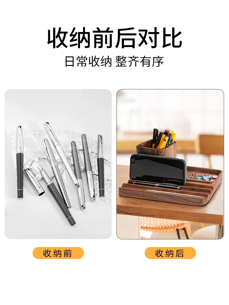 Suporte De Caneta Madeira maiça Papelaria table office escode Maquiagem Caixa Armazenamento