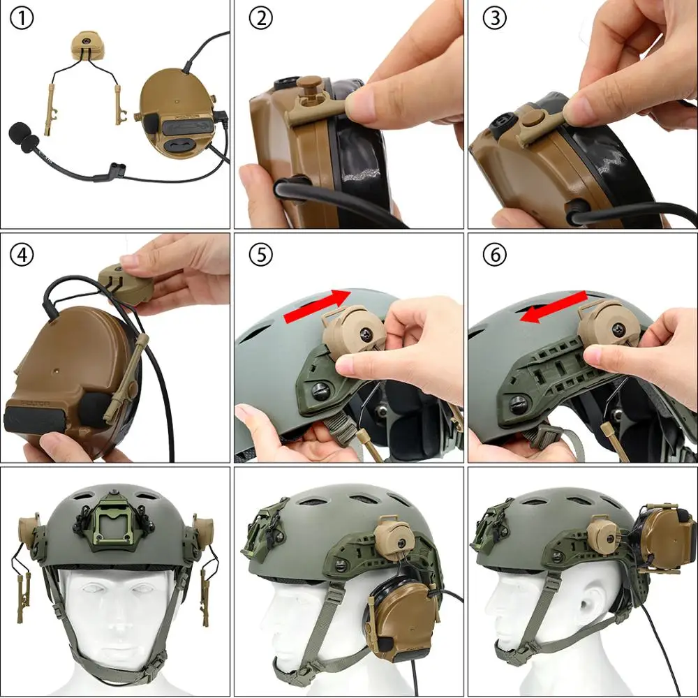 FAST Helmet Headset Accessories Comtac Headset Ops-Core Helmet ARC Rail Adapter for COMTAC I II III IV Tactical Headset