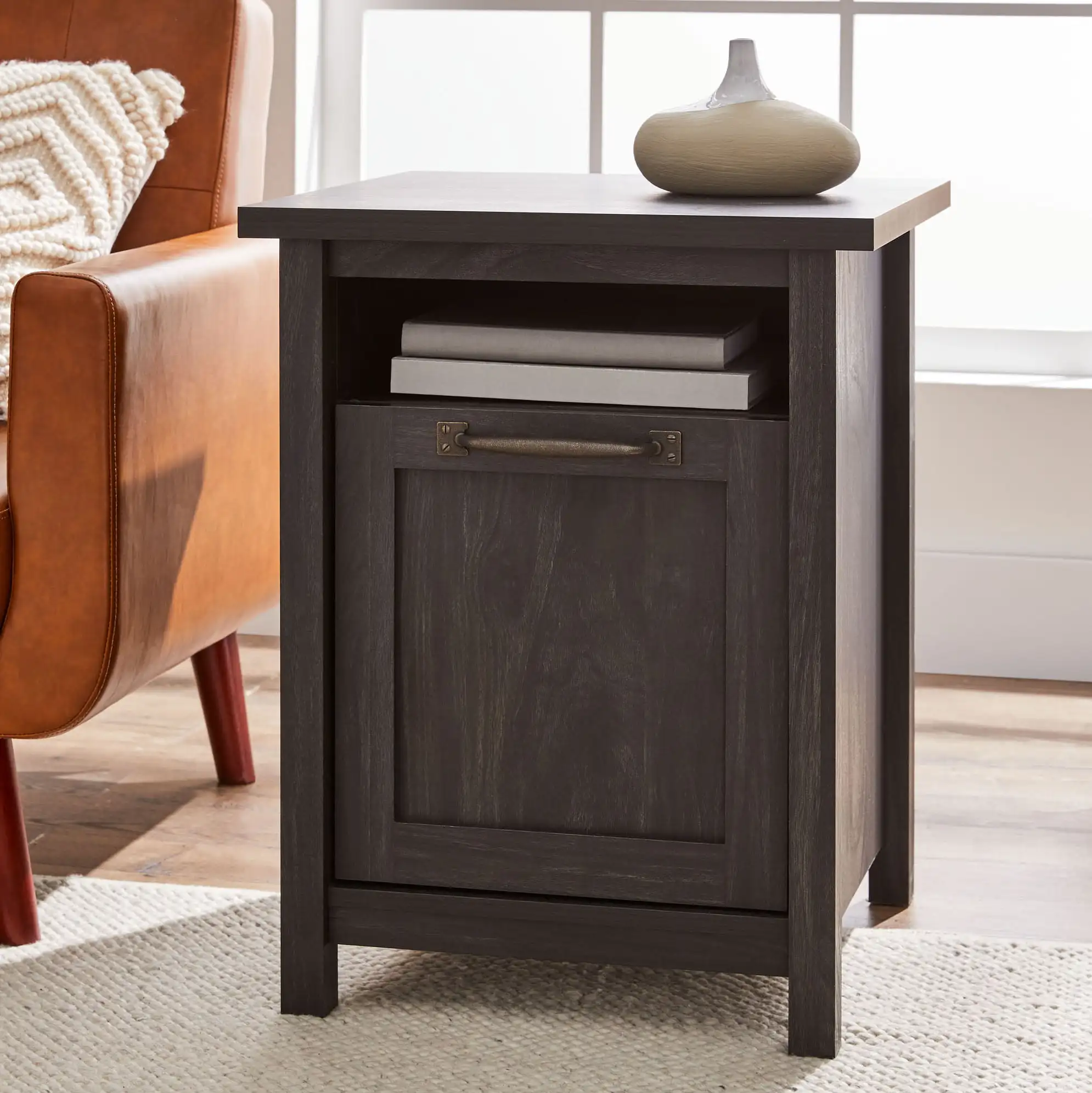 

Modern Farmhouse USB Side Table, Black Finish