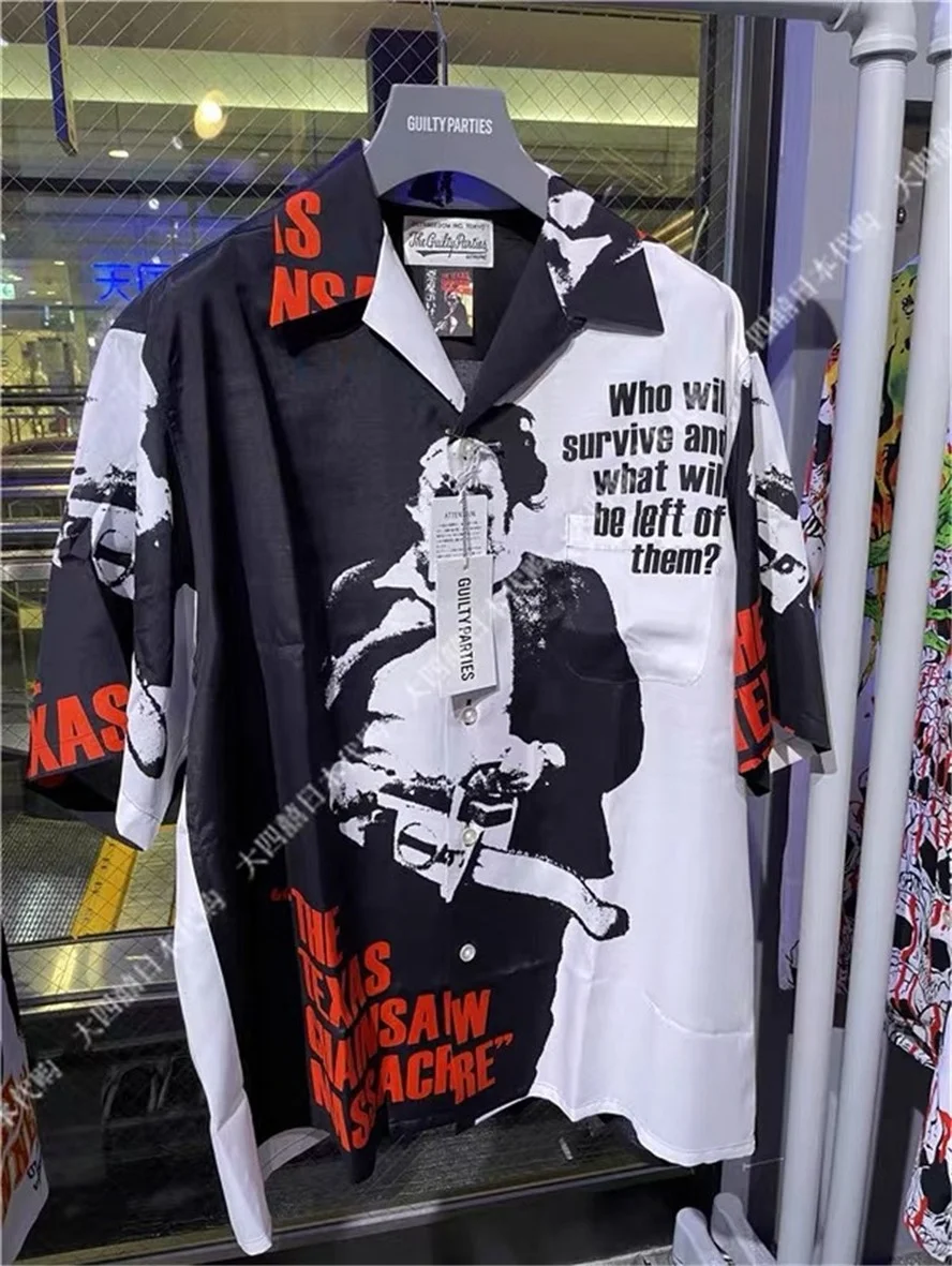 

Рубашка WACKO MARIA для мужчин и женщин, 1:1, лучшее качество, Повседневная рубашка с принтом, топы, футболки, одежда