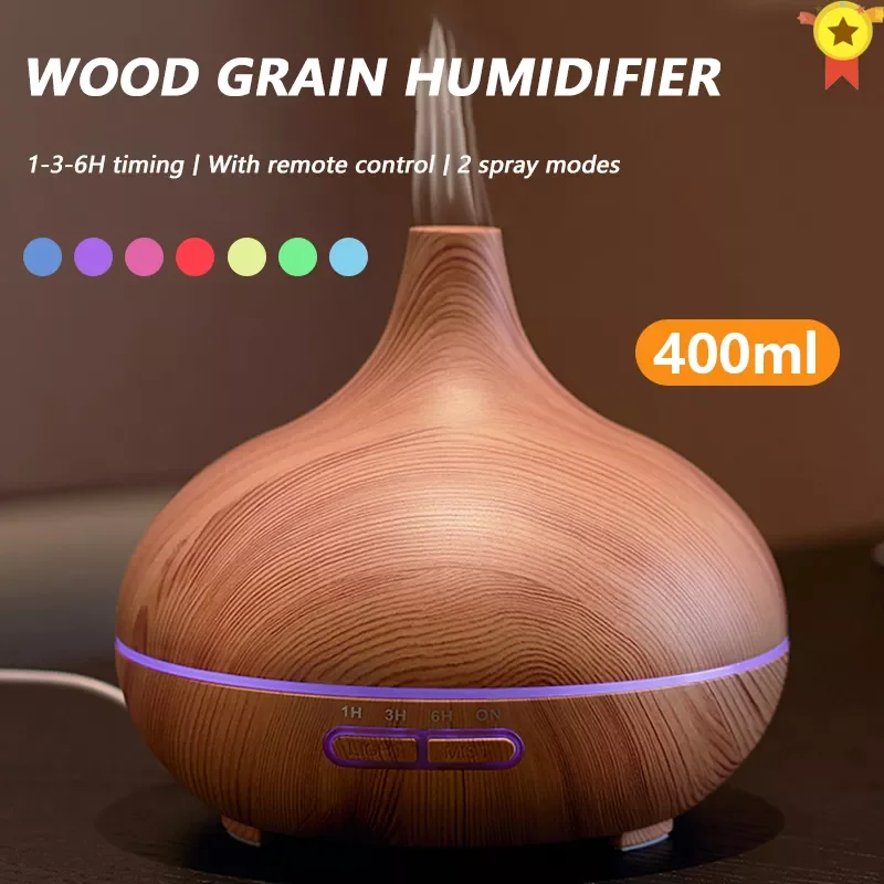 

Newest 400ml Aroma Essential Oil Diffuser Air Humidifier With Remote Control Xiomi Air Humidifier Wood Grain For Home Office