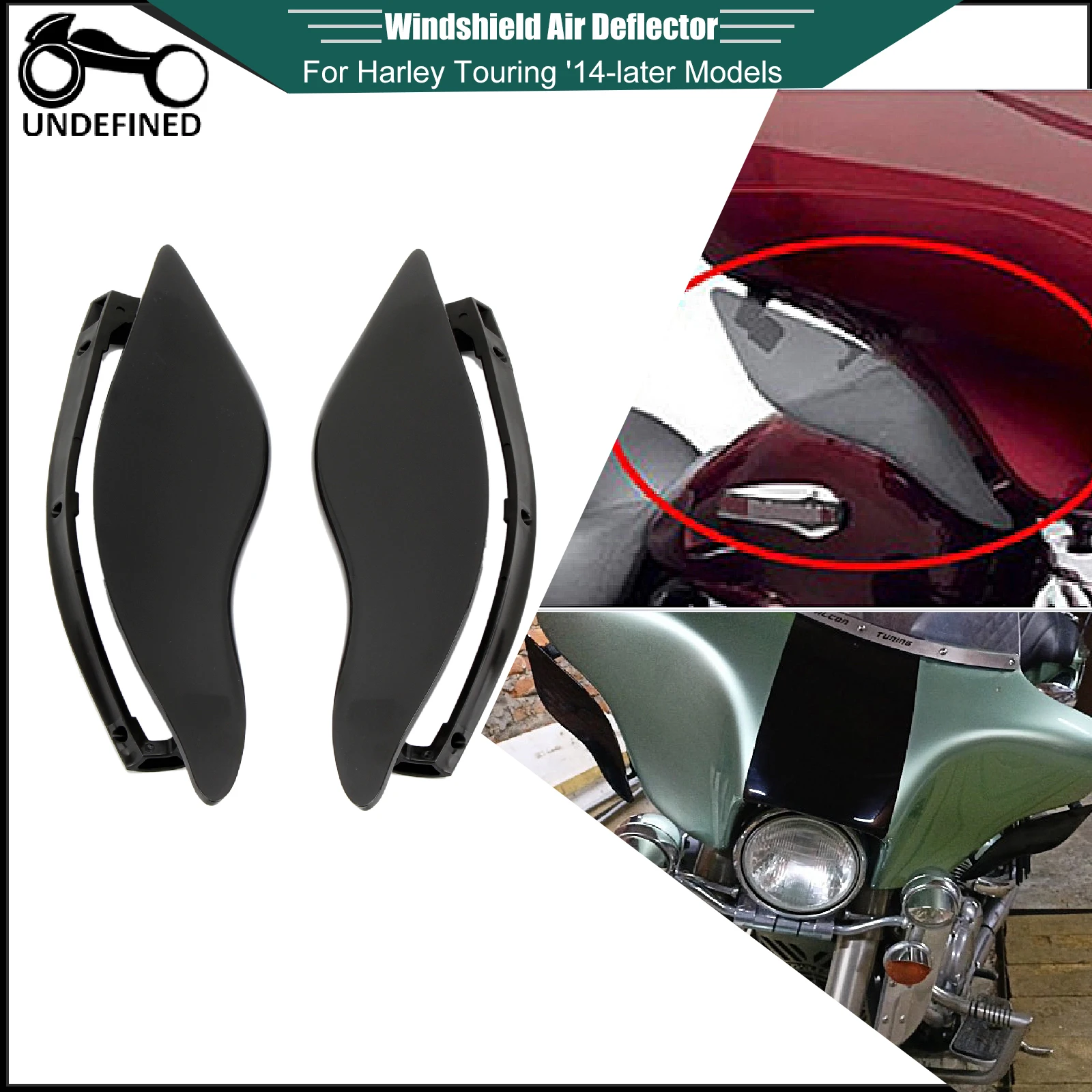 

Motorcycle Smoke Air Deflector Adjustable Side Wing Windshield for Harley Street Glide Electra Glide CVO Limited FLHX 2014-2020