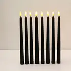 6 шт. пластиковые мерцающие черные светодиодные беспламенные Свечи, декоративные электронные свечи на батарейках для рождественской вечеривечерние