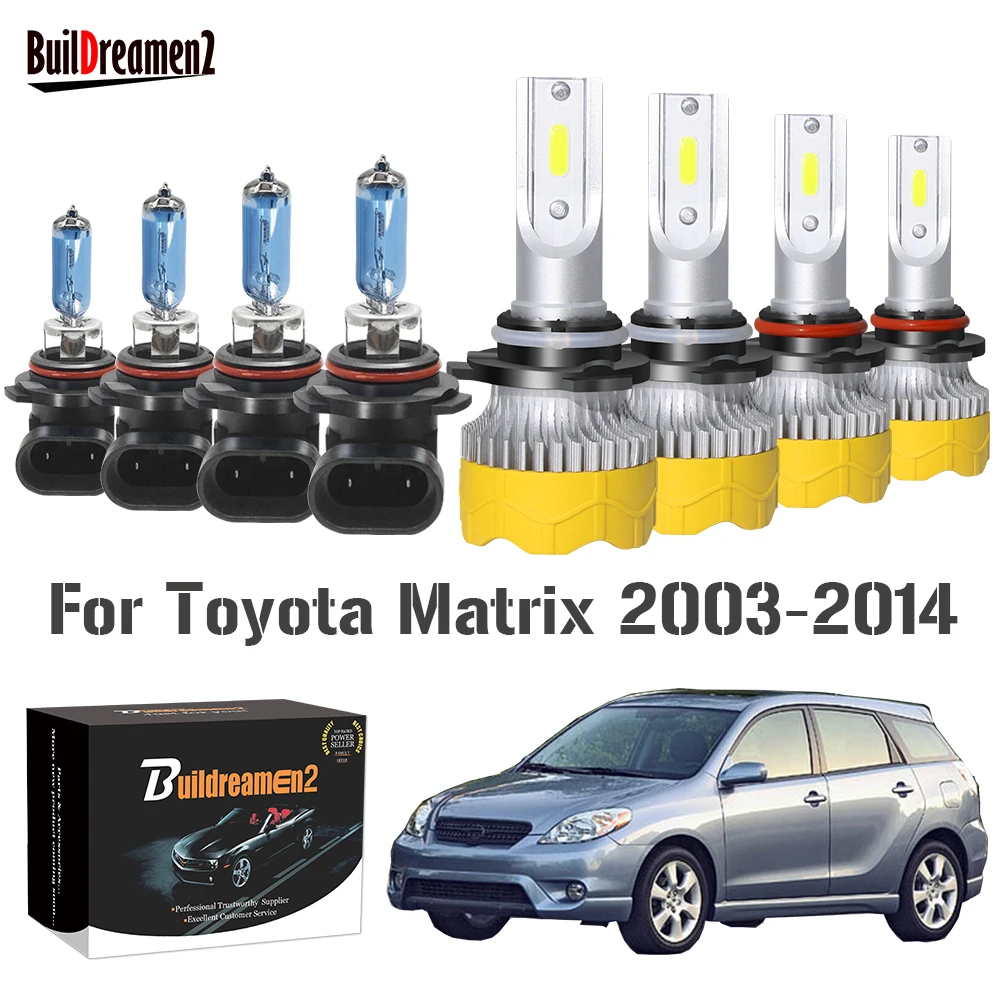 

4 X Car Front Headlight High Beam + Low Beam For Toyota Matrix 2003-2014 LED Halogen Head Light Bulb 12V Accessories