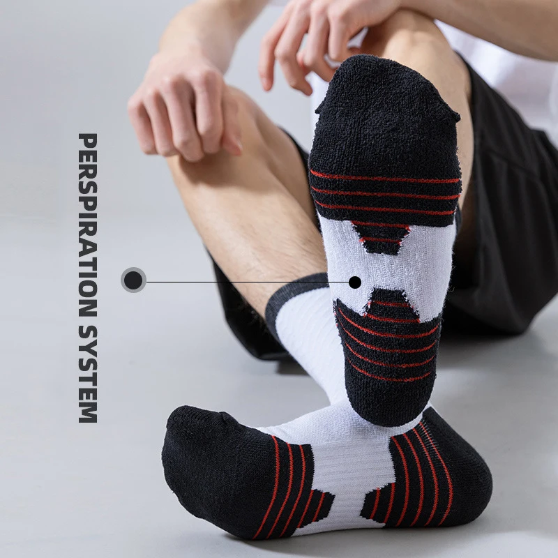 Basketball Ball Basketball Men Thicken Professional Elite Socks Middle Tube Practical Sweat Absorbent Non Slip Terry Sports