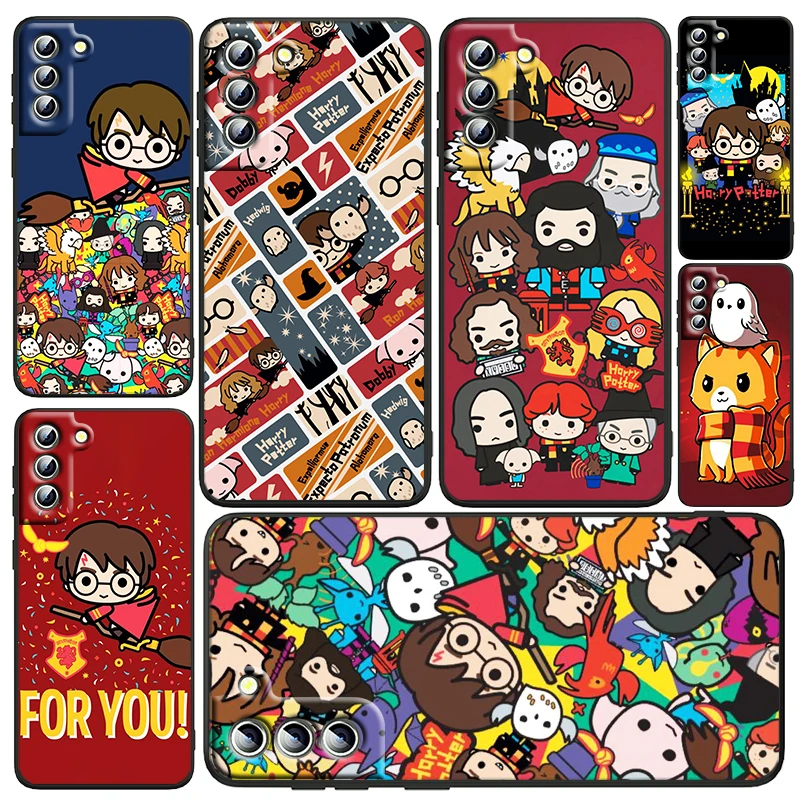 

Cartoon Potters Cute Harries Phone Case For Samsung Galaxy S23 S22 S21 S20 FE Ultra Pro Lite S10 S10E S9 Plus 5G Black Funda
