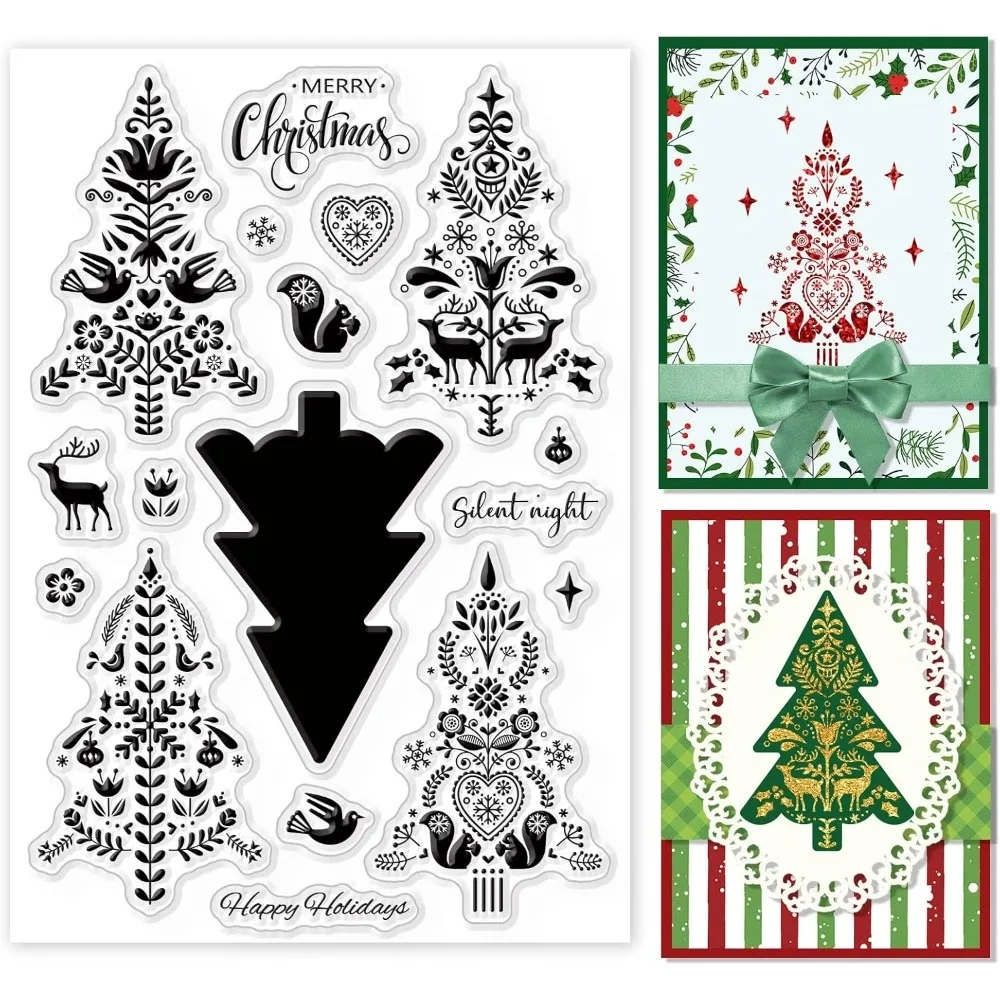 Рождественская елка прозрачный штамп многослойные деревья силиконовый