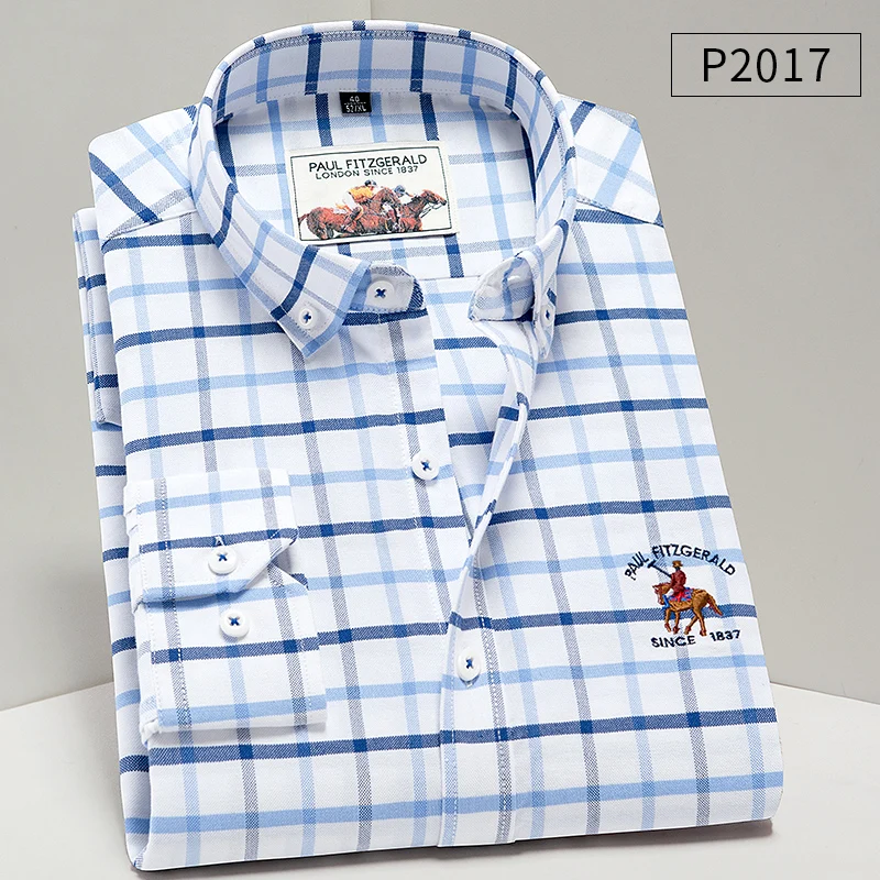 2020 New Shirts 100% Cotton Striped Oxford Long Sleeve Solid Plaid Fashion Slim Fit Men's Casual Shirts Office Shirts