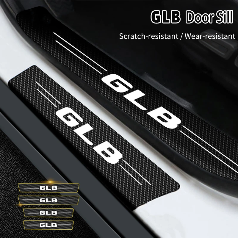 

4Pcs Car Stickers Anti Scratch Door Sill Protector For Mercedes Benz GLB Car Threshold Protection Carbon Fiber Stylin