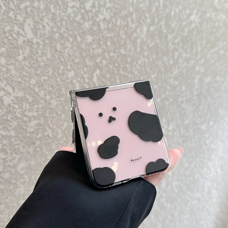 Прозрачный чехол для телефона с милым молочным узором в Корее Samsung Galalxy Z Flip 6 5 4 3