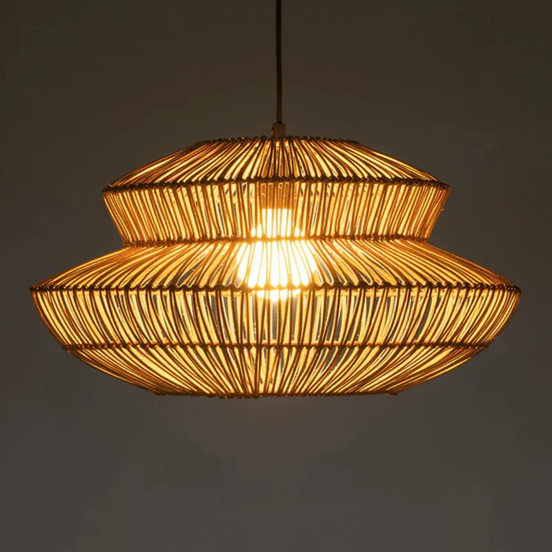 

Hand-woven Rattan Chandelier Modern Loft Ceiling Chandeliers Living Room Bedroom Cafe Shop Led Hanging Lamps Home Decoration