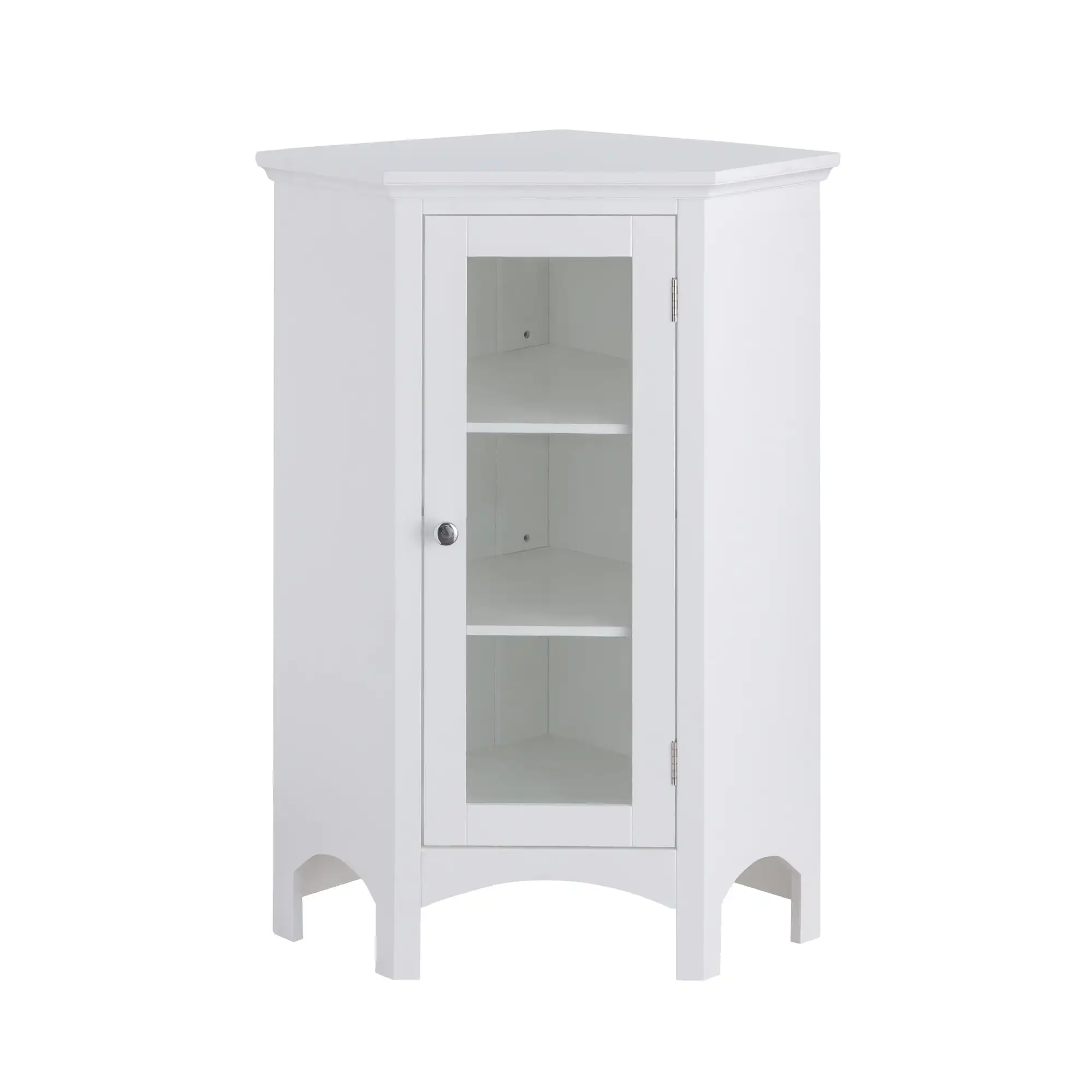 

Madison Wooden Corner Floor Cabinet with Glass Door, White