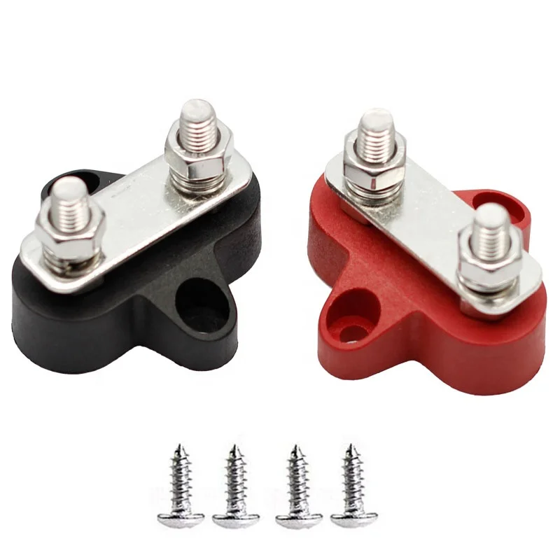 

Universal Car Accessories Cars Bus Trucks 48V Red 1/4 Single M6 Studs Battery Power Distribution Terminal Block Bus Bar