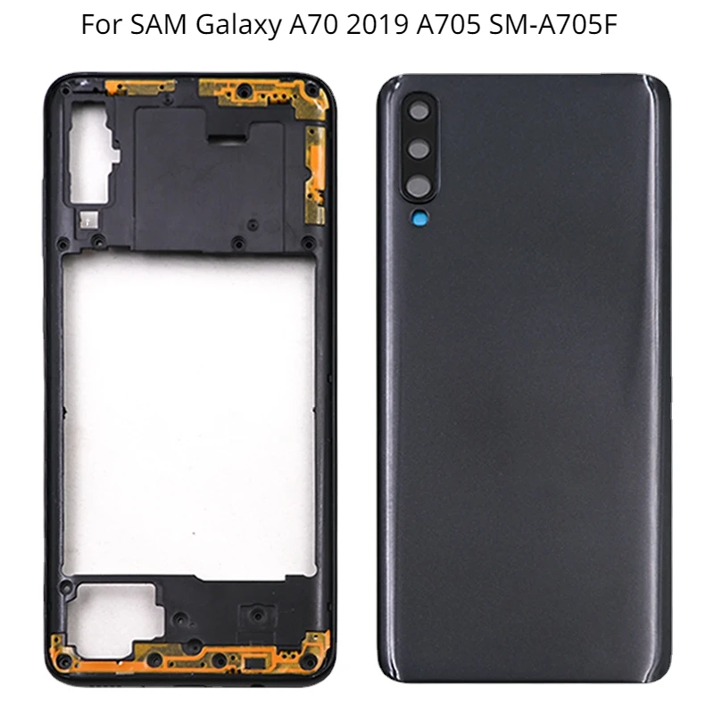 

For SAM Galaxy A70 2019 A705 SM-A705F Middle Frame Plate Bezel A70 Battery Back Cover Rear Door With Camera Lens Replace