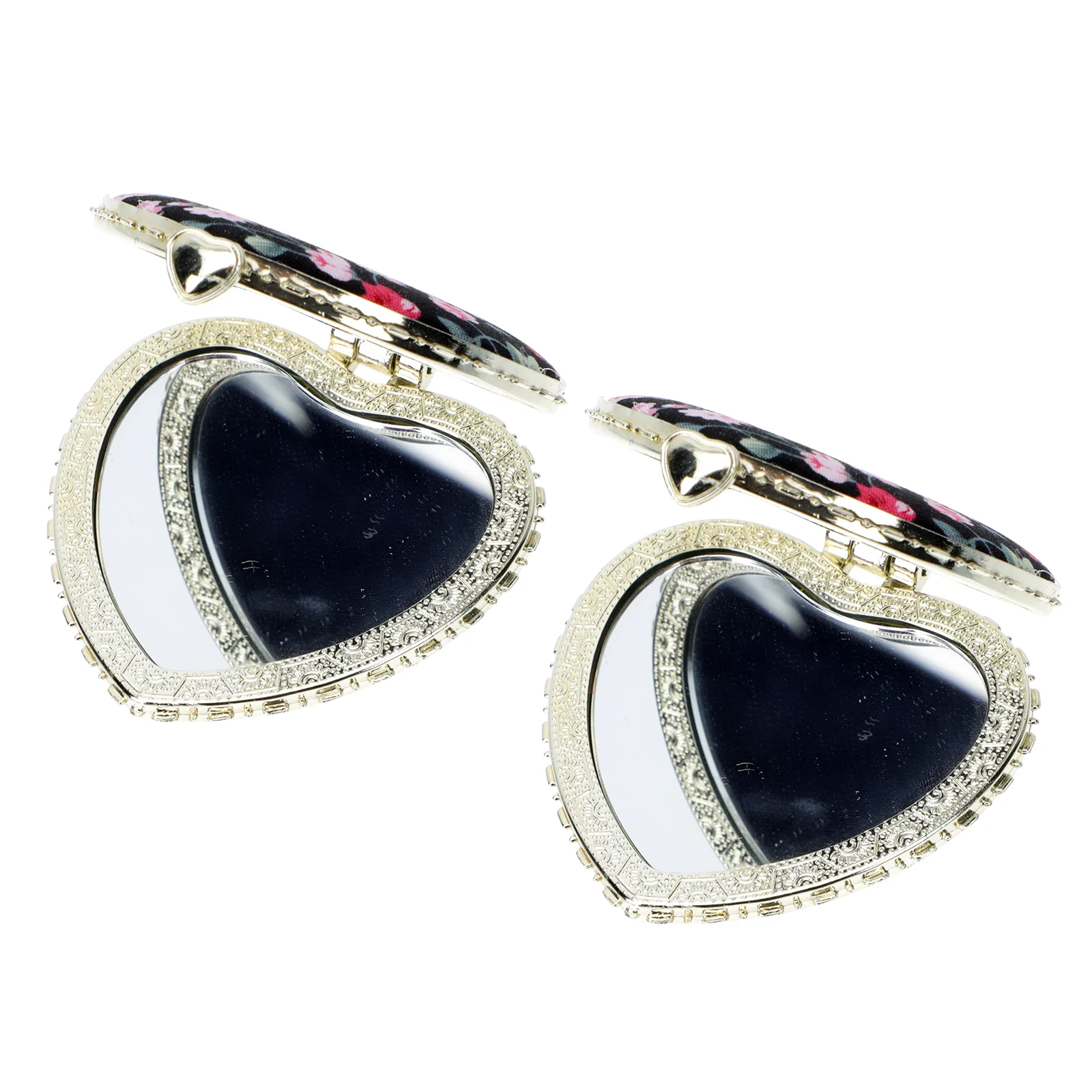 

Mirror Makeup Pocket Mini Travel Heart Compact Folding Purse Metal Sided Shaped Retro Shape Double Women Two Unique Vanity