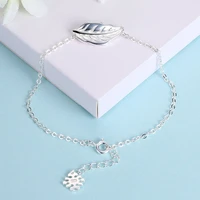 sterling silver necklace fashion leaf charm bracelet simple and elegant jewelry