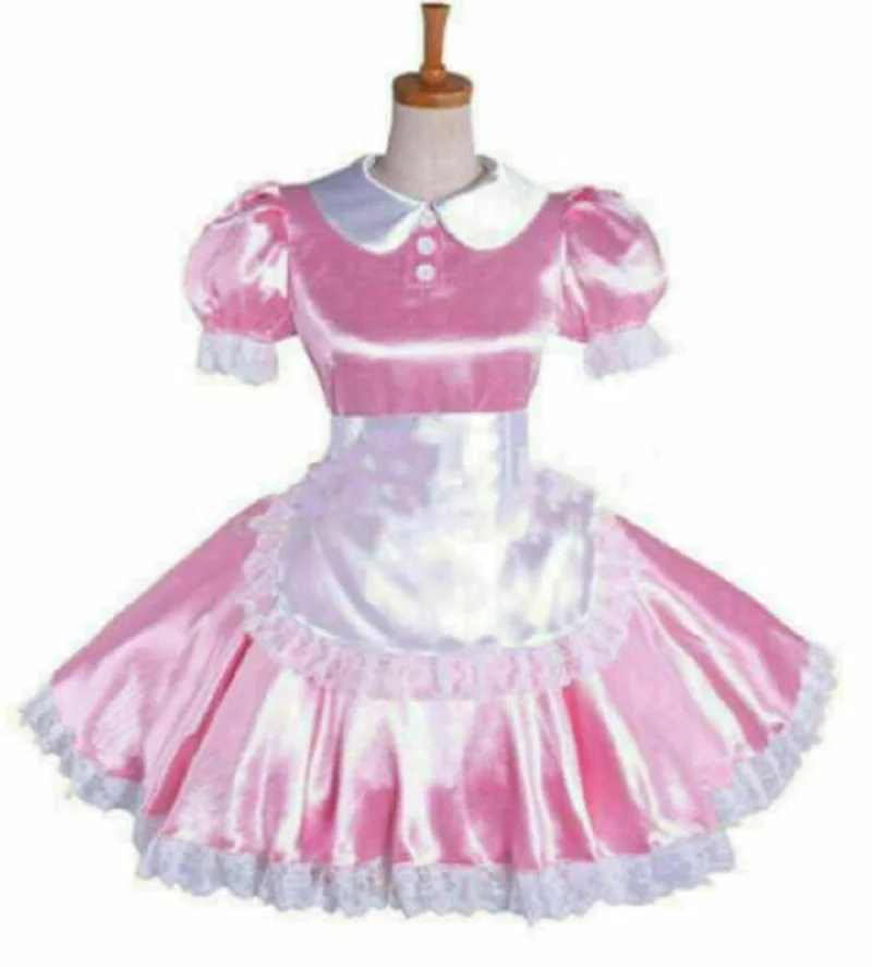 

Женское розовое милое Кукольное платье, Короткое атласное платье с замком