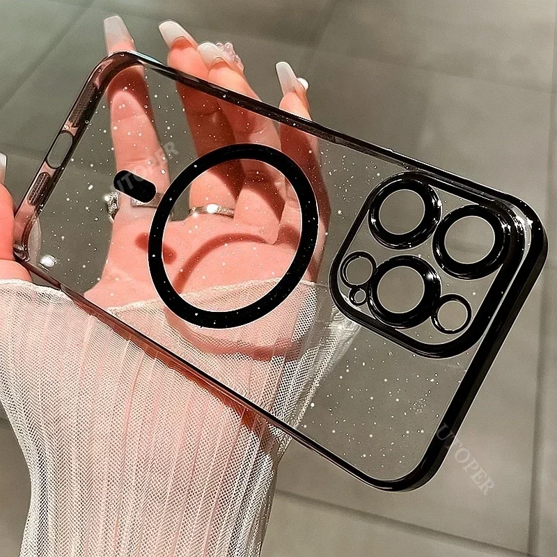 Новый Модный Блестящий Магнитный чехол Magsafe для iPhone 15 14 13 12 11 Pro Max Plus Жесткий