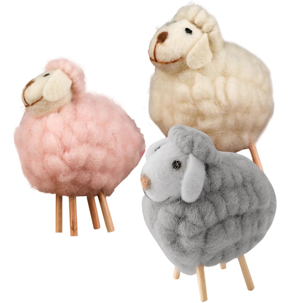 

3 Pcs House Decorations Home Kids Small Sheep Desk Sheep Photo Props Wool Felt Small Table Sheep Felted Sheep Decors