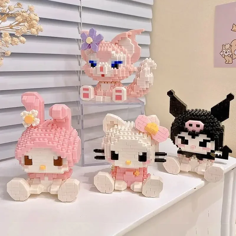 

Hot style my melody female Assemble Kuromi child Building Blocks Ornaments desktop decorate kawaii kitten Spot goods Surrounding