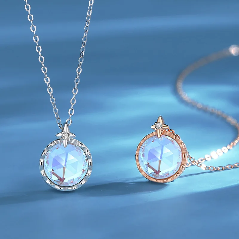 

New hot selling silver color personality mansing star moonstone planet pendant women's temperament necklace XL734