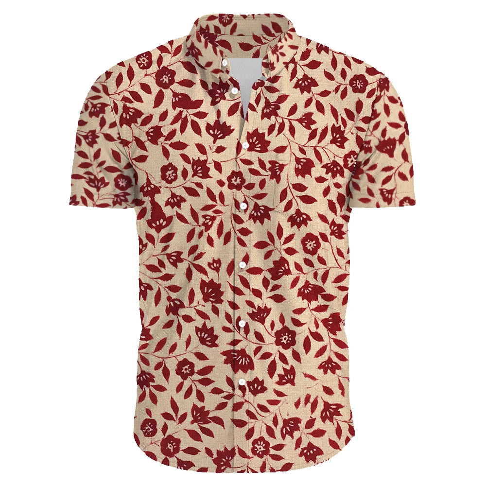 Гавайская Мужская рубашка Повседневная Эластичная пляжная сорочка с