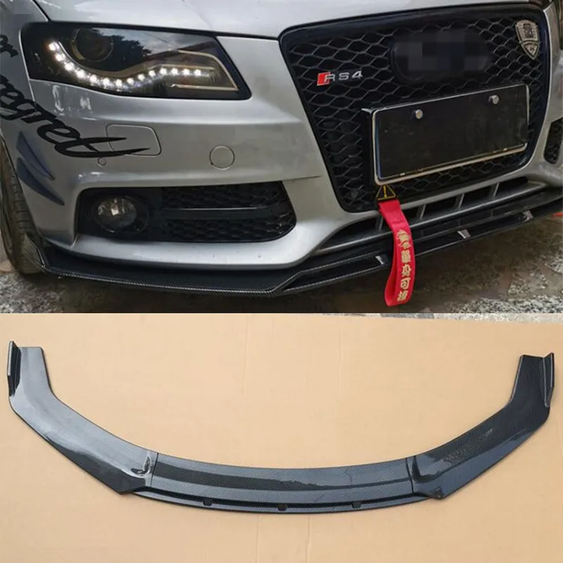 For 4PCS Universal Front Bumper Diffuser Lip Audi A3 S3 A4 S4 Q3 PU Material Black Red Collision Splitter Refit CAR Accessories