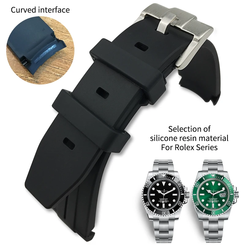

19mm 20mm 21mm Rubber Silicone Watch Strap Waterproof Watchband for Rolex Daytona SEA GMT SUB Submariner Ghost King
