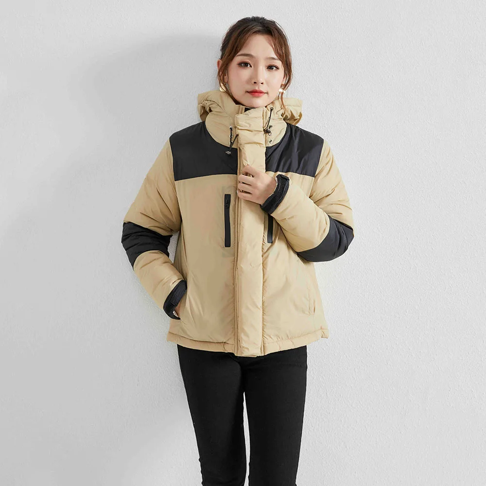 

Парка женская зимняя с карманами, уличная одежда в Корейском стиле, Повседневная Свободная утепленная куртка с пэчворком