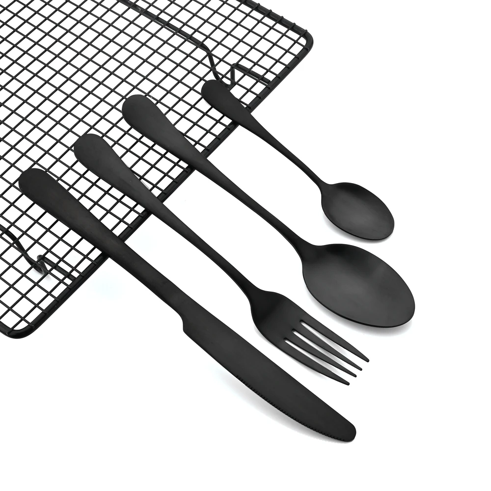 

Набор столовых приборов из нержавеющей стали, комплект из 6 предметов черного матового цвета, 18/10