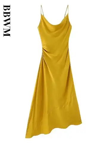 Pink Strap Dress Woman Satin Long Dress Women Vintage Sleeveless Backless Party Dresses Chic Female Asymmetric Hem Summer Dress
