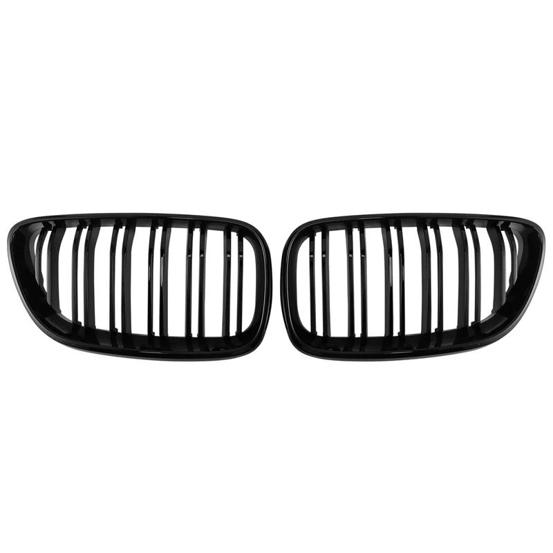 

2Pcs Car Front Grille Fit For-BMW 2 Series F22 M235 2014 2015 2016 2017 2018 Double Pole Bright Black