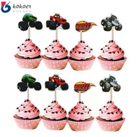 birthday party decorate blaze machines theme cupcake toppers with sticks baby shower boys favors cake toppe
