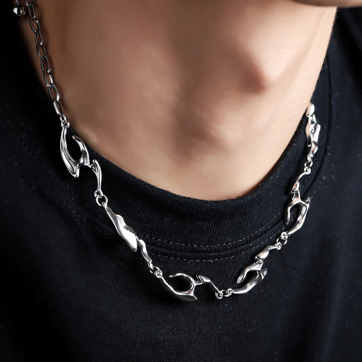 Металлическое ожерелье неправильной формы уличное в стиле хип-хоп трендовое на
