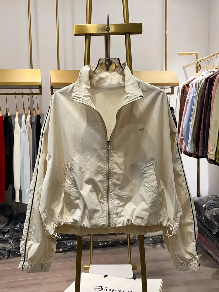 [Xiaoai Stall Real Shot] Американская спортивная повседневная куртка с воротником-стойкой