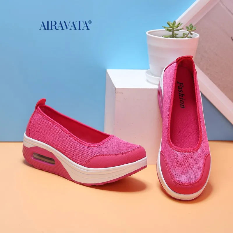 Summers Sneakers Women Walking Shoes Air Cushon Slip-on Lightweight Boat Shoes Mother Footwear Platform Increasing Height